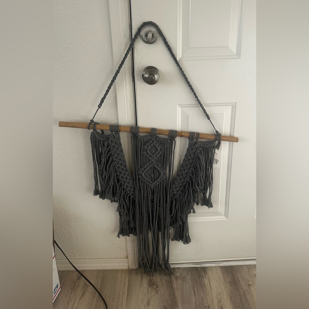 Handmade Gray Macramé Wall Hanging